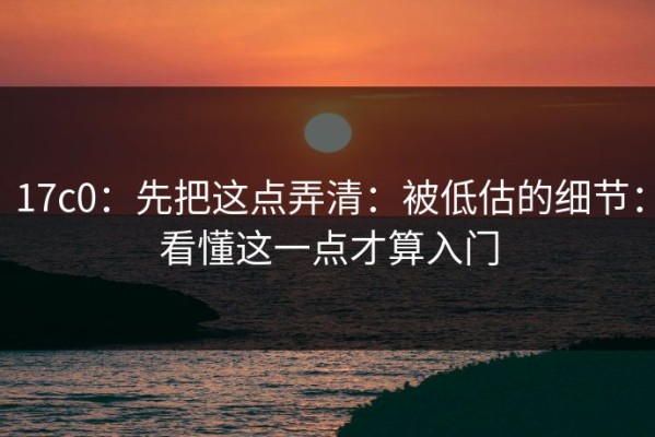 17c0：先把这点弄清：被低估的细节：看懂这一点才算入门