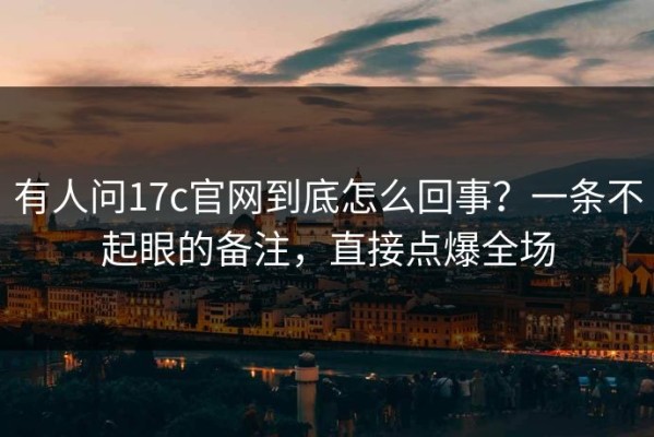 有人问17c官网到底怎么回事？一条不起眼的备注，直接点爆全场