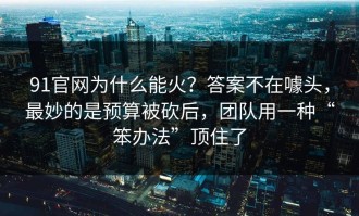 91官网为什么能火？答案不在噱头，最妙的是预算被砍后，团队用一种“笨办法”顶住了