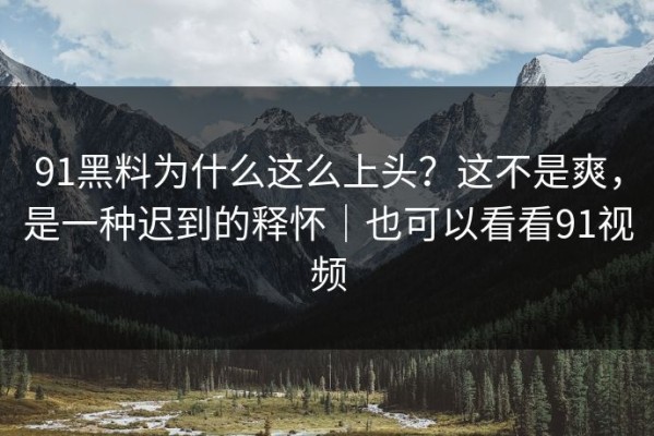 91黑料为什么这么上头？这不是爽，是一种迟到的释怀｜也可以看看91视频