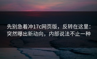 先别急着冲17c网页版，反转在这里：突然曝出新动向，内部说法不止一种