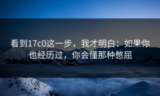 看到17c0这一步，我才明白：如果你也经历过，你会懂那种憋屈
