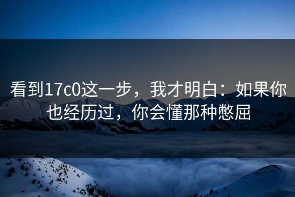 看到17c0这一步，我才明白：如果你也经历过，你会懂那种憋屈