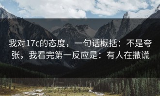我对17c的态度，一句话概括：不是夸张，我看完第一反应是：有人在撒谎