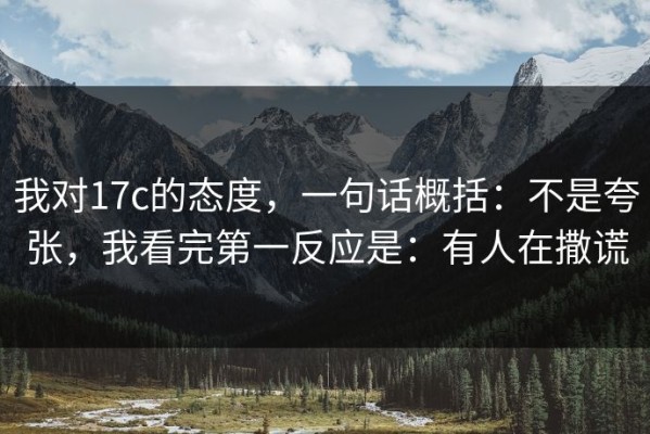 我对17c的态度，一句话概括：不是夸张，我看完第一反应是：有人在撒谎