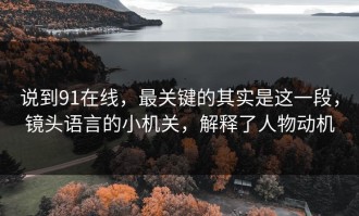 说到91在线，最关键的其实是这一段，镜头语言的小机关，解释了人物动机