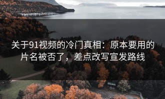 关于91视频的冷门真相：原本要用的片名被否了，差点改写宣发路线