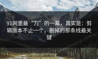 91网里最“刀”的一幕，其实是：剪辑版本不止一个，删掉的那条线最关键