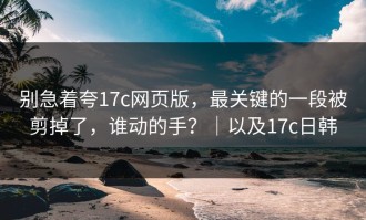 别急着夸17c网页版，最关键的一段被剪掉了，谁动的手？｜以及17c日韩