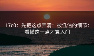 17c0：先把这点弄清：被低估的细节：看懂这一点才算入门
