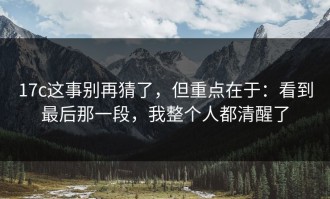17c这事别再猜了，但重点在于：看到最后那一段，我整个人都清醒了