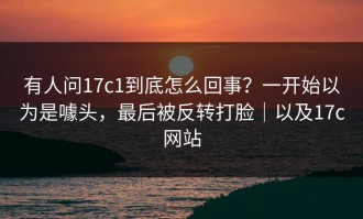 有人问17c1到底怎么回事？一开始以为是噱头，最后被反转打脸｜以及17c网站