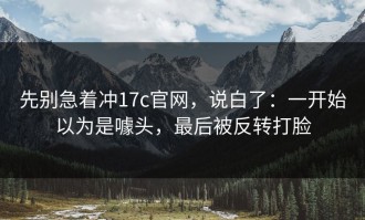 先别急着冲17c官网，说白了：一开始以为是噱头，最后被反转打脸