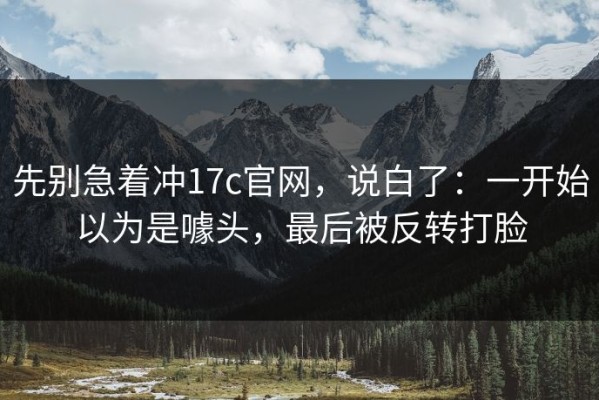 先别急着冲17c官网，说白了：一开始以为是噱头，最后被反转打脸