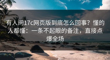 有人问17c网页版到底怎么回事？懂的人都懂：一条不起眼的备注，直接点爆全场