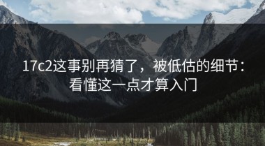 17c2这事别再猜了，被低估的细节：看懂这一点才算入门