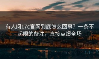 有人问17c官网到底怎么回事？一条不起眼的备注，直接点爆全场