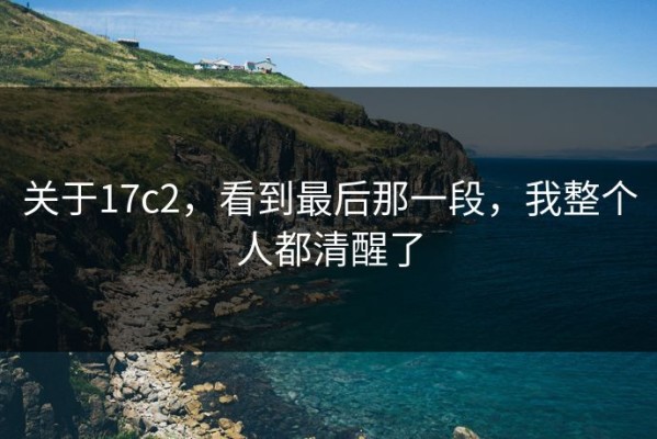 关于17c2，看到最后那一段，我整个人都清醒了