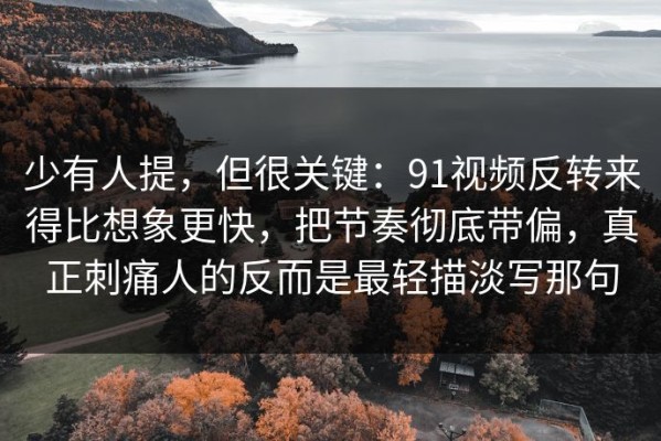 少有人提，但很关键：91视频反转来得比想象更快，把节奏彻底带偏，真正刺痛人的反而是最轻描淡写那句
