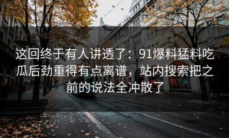 这回终于有人讲透了：91爆料猛料吃瓜后劲重得有点离谱，站内搜索把之前的说法全冲散了