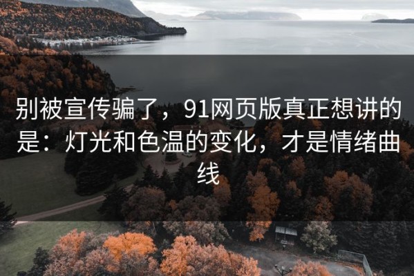 别被宣传骗了，91网页版真正想讲的是：灯光和色温的变化，才是情绪曲线
