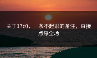 关于17c0，一条不起眼的备注，直接点爆全场