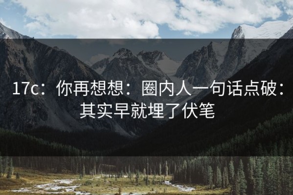 17c：你再想想：圈内人一句话点破：其实早就埋了伏笔