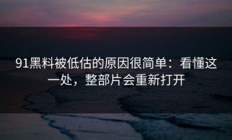 91黑料被低估的原因很简单：看懂这一处，整部片会重新打开