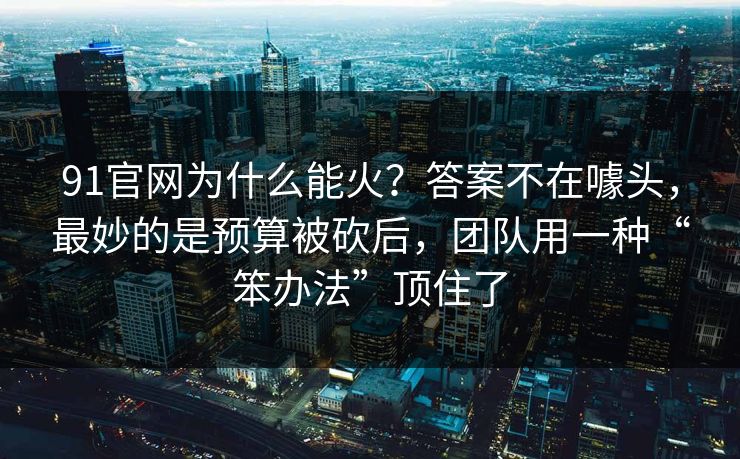 91官网为什么能火？答案不在噱头，最妙的是预算被砍后，团队用一种“笨办法”顶住了