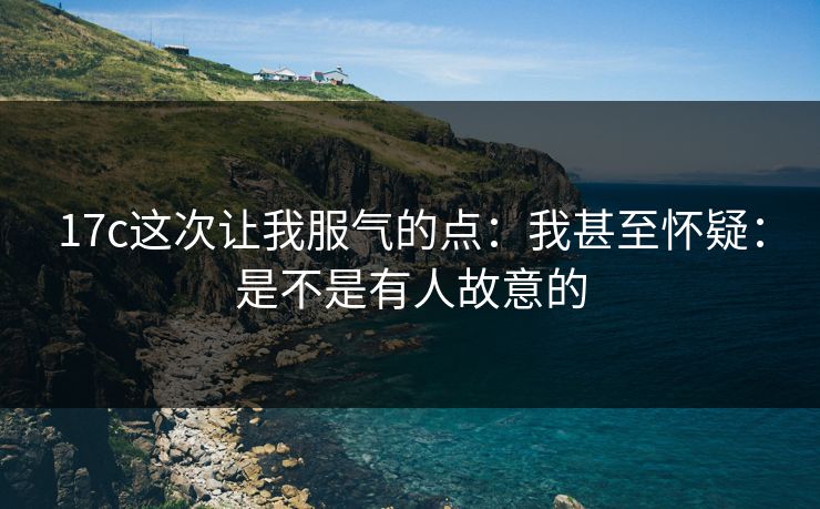 17c这次让我服气的点：我甚至怀疑：是不是有人故意的