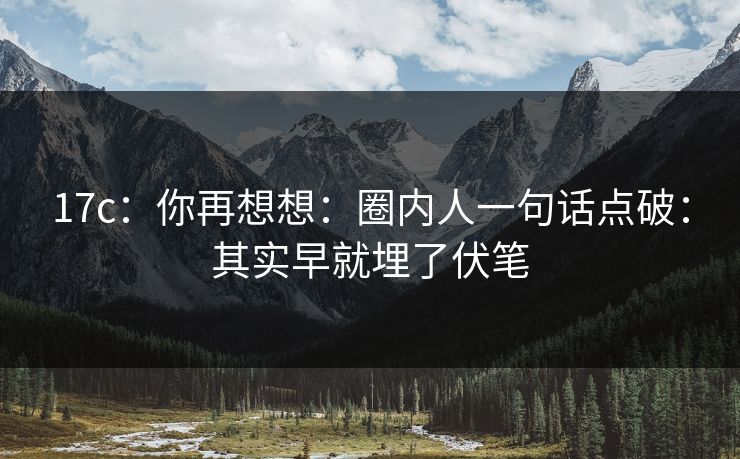 17c：你再想想：圈内人一句话点破：其实早就埋了伏笔