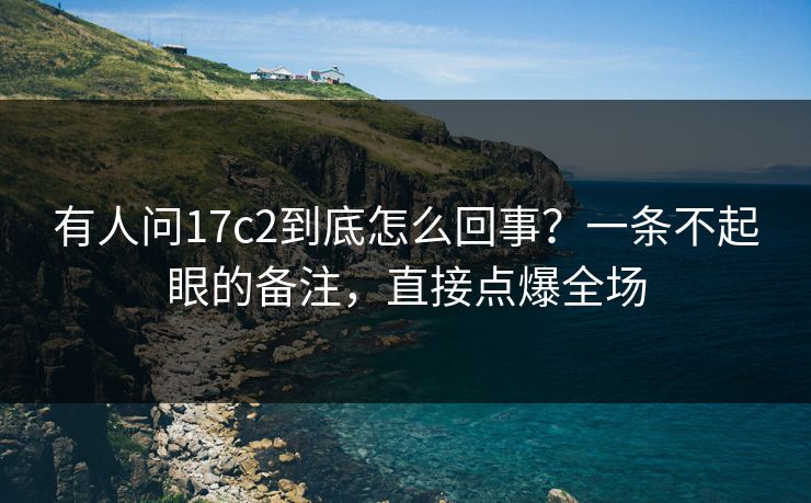 有人问17c2到底怎么回事?一条不起眼的备注,直接点爆全场 有人问17c2到底怎么回事?一条不起眼的备注,直接点爆全场